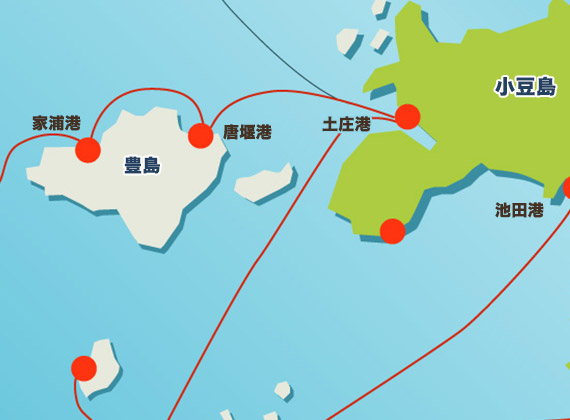 小豆島～豊島航路図